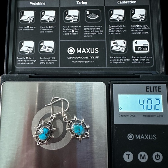 Blue Moon Turquoise Sterling Silver Drop Earrings - Picture 7 of 9